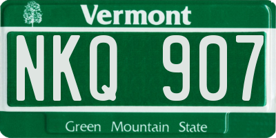 VT license plate NKQ907