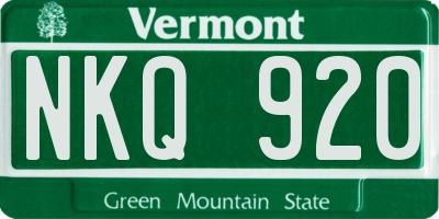 VT license plate NKQ920