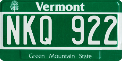 VT license plate NKQ922