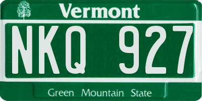 VT license plate NKQ927
