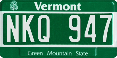 VT license plate NKQ947