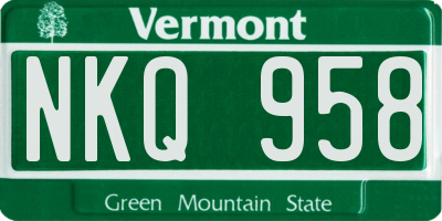 VT license plate NKQ958