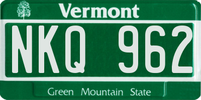 VT license plate NKQ962