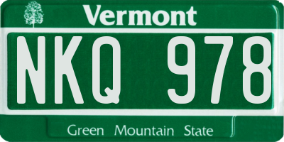 VT license plate NKQ978