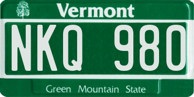 VT license plate NKQ980