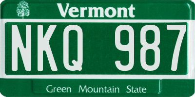 VT license plate NKQ987