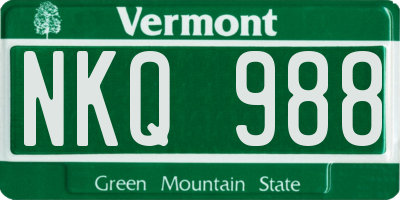 VT license plate NKQ988