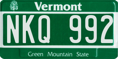 VT license plate NKQ992