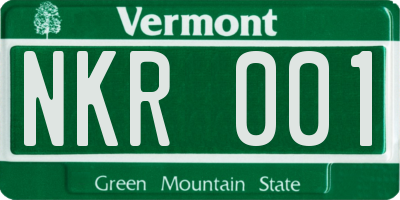 VT license plate NKR001