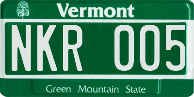 VT license plate NKR005