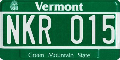 VT license plate NKR015