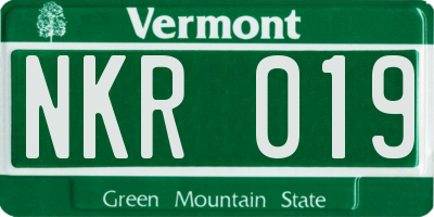 VT license plate NKR019