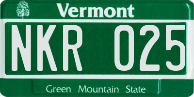 VT license plate NKR025