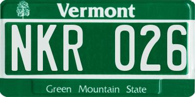 VT license plate NKR026