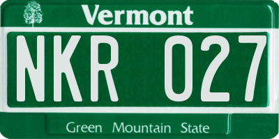 VT license plate NKR027