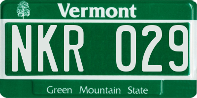 VT license plate NKR029