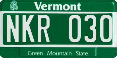 VT license plate NKR030