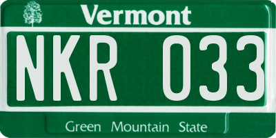 VT license plate NKR033