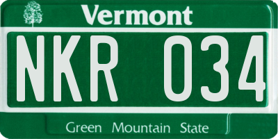 VT license plate NKR034