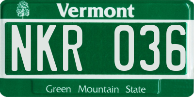 VT license plate NKR036