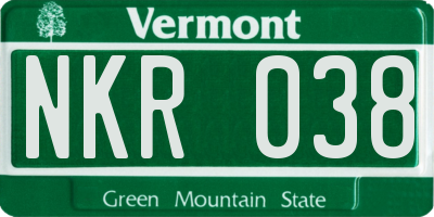 VT license plate NKR038