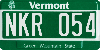 VT license plate NKR054