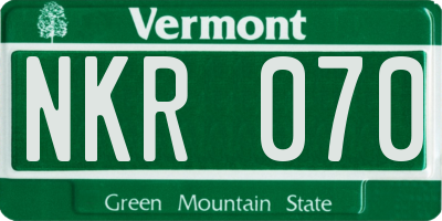 VT license plate NKR070