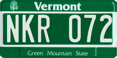 VT license plate NKR072