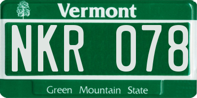 VT license plate NKR078