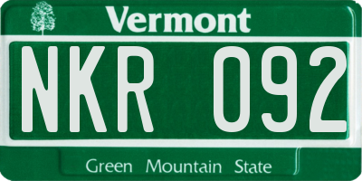 VT license plate NKR092