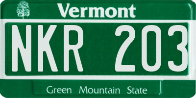 VT license plate NKR203