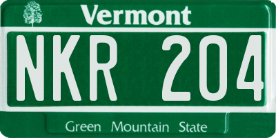 VT license plate NKR204
