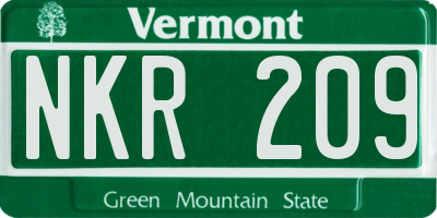 VT license plate NKR209