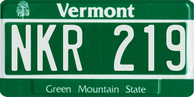 VT license plate NKR219