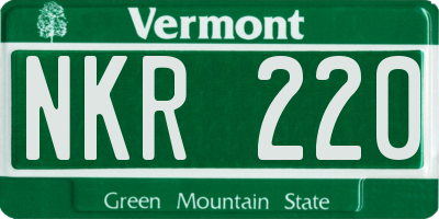 VT license plate NKR220