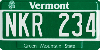 VT license plate NKR234