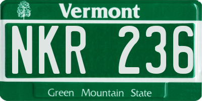 VT license plate NKR236