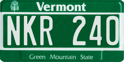 VT license plate NKR240
