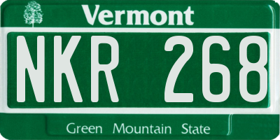 VT license plate NKR268