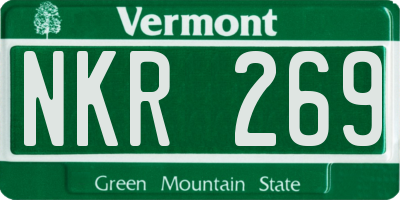 VT license plate NKR269