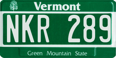 VT license plate NKR289
