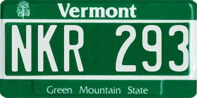 VT license plate NKR293