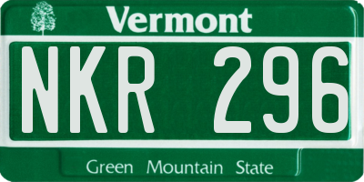 VT license plate NKR296