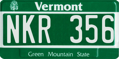 VT license plate NKR356