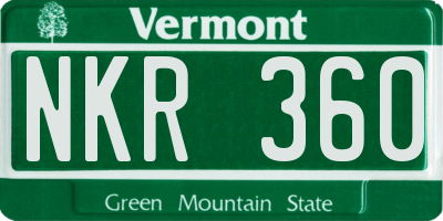 VT license plate NKR360