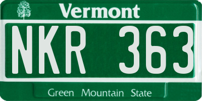 VT license plate NKR363