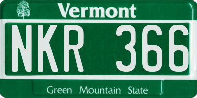 VT license plate NKR366