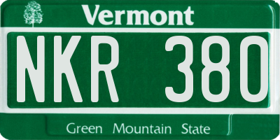 VT license plate NKR380