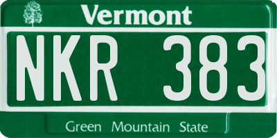 VT license plate NKR383