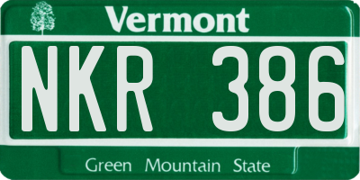 VT license plate NKR386